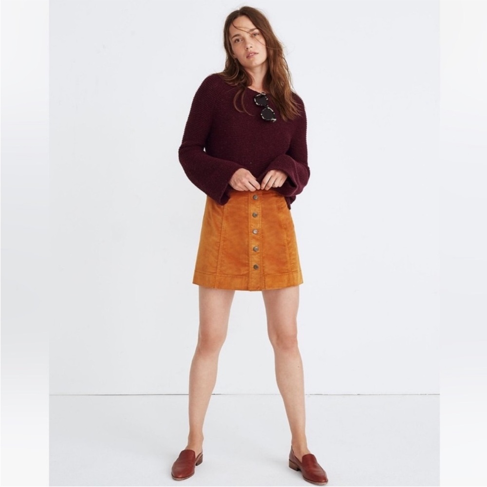 Madewell Velveteen A-Line Mini Skirt Button-Front Size‎ 4